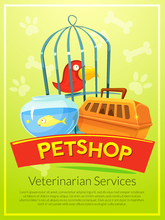 Petshop advertising poster, advertising vet services, vector illustrationのイラスト素材