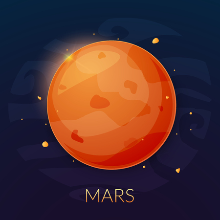 The planet Mars, vector illustration isolated on backgroundのイラスト素材