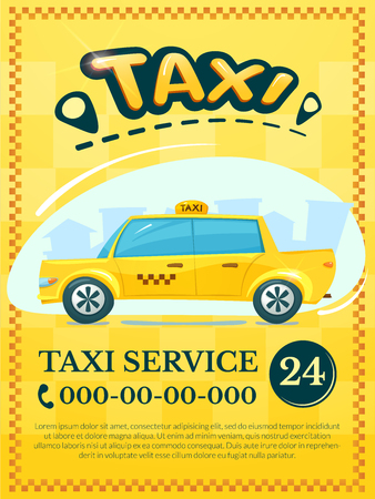 Taxi services advertising poster, vector illustration 1 of 4のイラスト素材