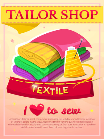 Textile industry concept design, tailor shop poster, vector illustarationのイラスト素材