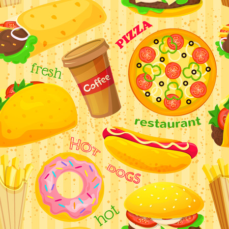 Fast food vector seamless patternのイラスト素材