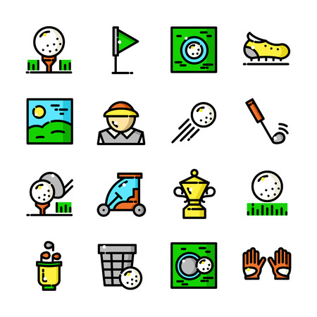 Thin line Golf icons set, vector illustrationのイラスト素材