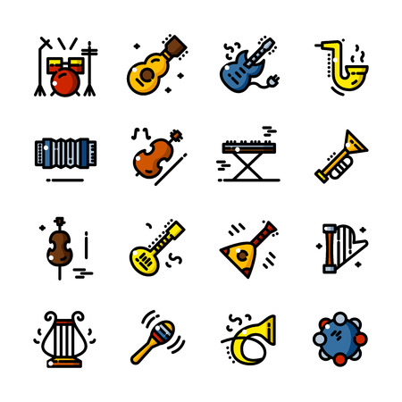 Line Musical instruments icons vector illustrationのイラスト素材