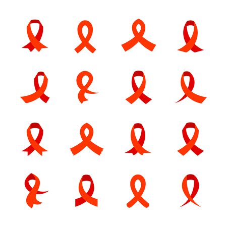 Red ribbons icons setのイラスト素材