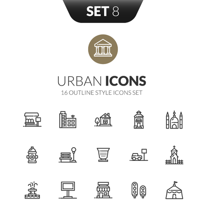 Outline black icons set in thin modern design styleのイラスト素材