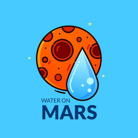Water on Planet Mars, vector illustrationのイラスト素材