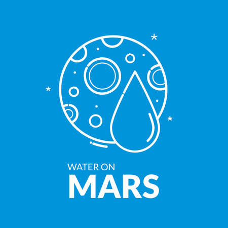 Water on Planet Mars, vector illustrationのイラスト素材