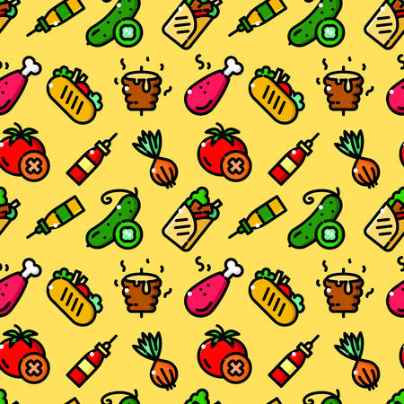 Shawarma seamless pattern vector illustrationのイラスト素材