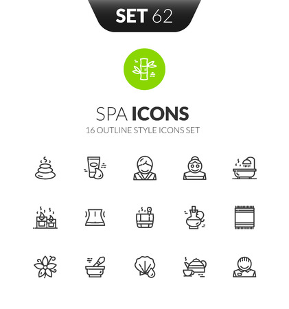 Outline black icons set in thin modern design styleのイラスト素材