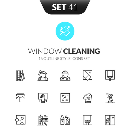 Outline black icons set in thin modern design styleのイラスト素材