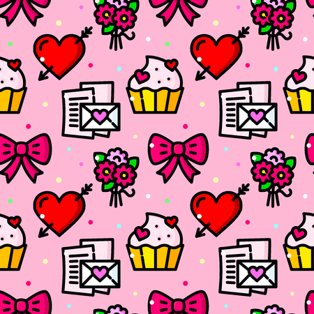 Valentines Day seamless pattern vectorのイラスト素材