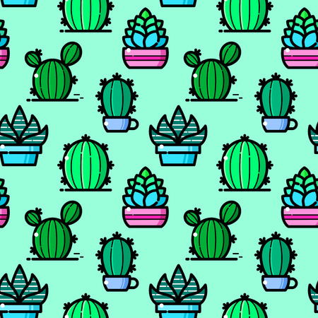 Succulent seamless pattern, vector illustrationのイラスト素材