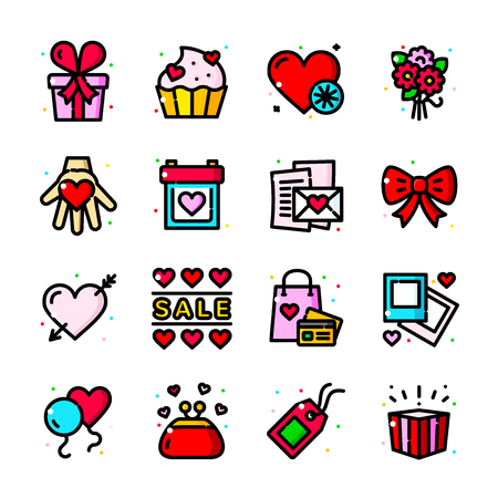 Valentines Day icons set, vector illustrationのイラスト素材