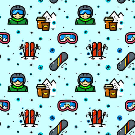 Snowboarding seamless pattern vector illustrationのイラスト素材