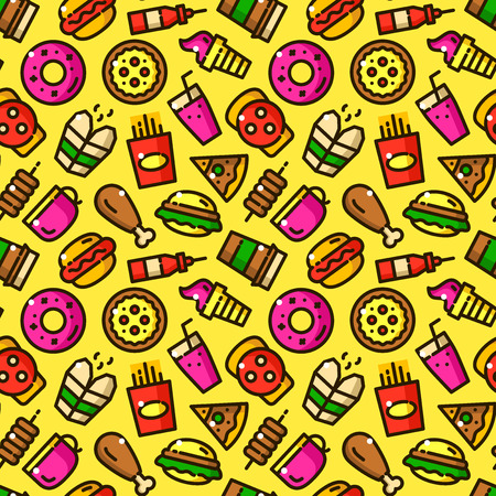 Fast food seamless pattern vector illustrationのイラスト素材