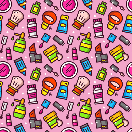 Cosmetics seamless pattern vector illustrationのイラスト素材