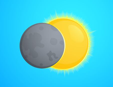 Total solar eclipse, Moon and Sun vector illustrationのイラスト素材