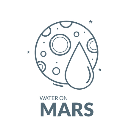 Water on Planet Mars, vector illustrationのイラスト素材