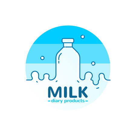 Milk emblem icon symbol flat design vector illustrationのイラスト素材