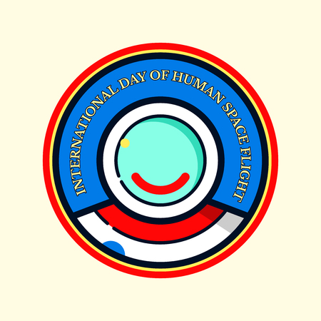 Astronaut icon symbol in round shape for celebrating international day of human space flight vector illustrationのイラスト素材