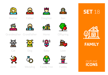 Outline color icons setのイラスト素材