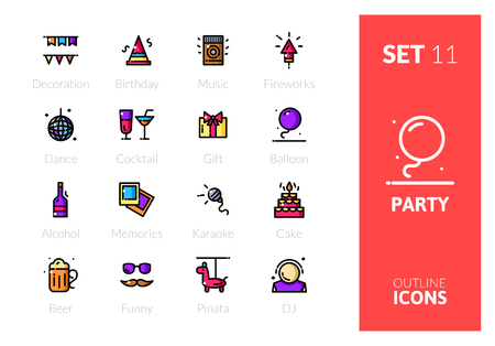 Outline color icons setのイラスト素材