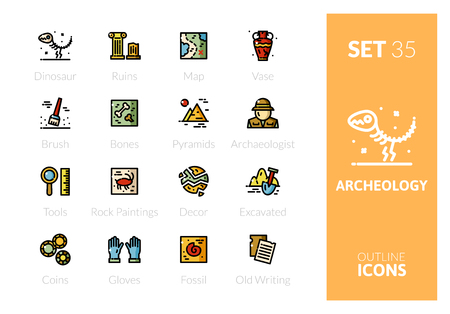 Outline color icons setのイラスト素材