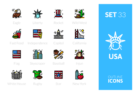 Outline color icons setのイラスト素材