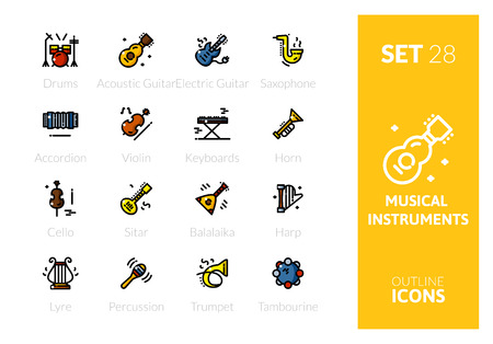 Outline color icons setのイラスト素材