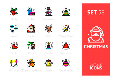 Outline color icons set in thin modern styleのイラスト素材