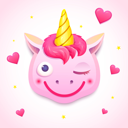 Emoji unicorn face, vector illustrationのイラスト素材