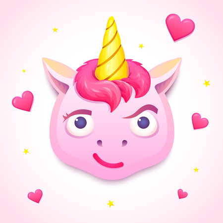 Emoji unicorn face, vector illustrationのイラスト素材