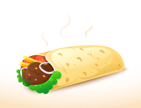 Shawarma arabian traditional food, vector illustaration isolated from backgroundのイラスト素材