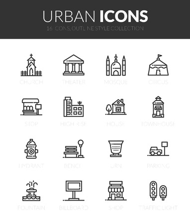 Outline black icons setの写真素材