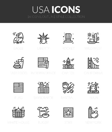 Outline black icons setのイラスト素材