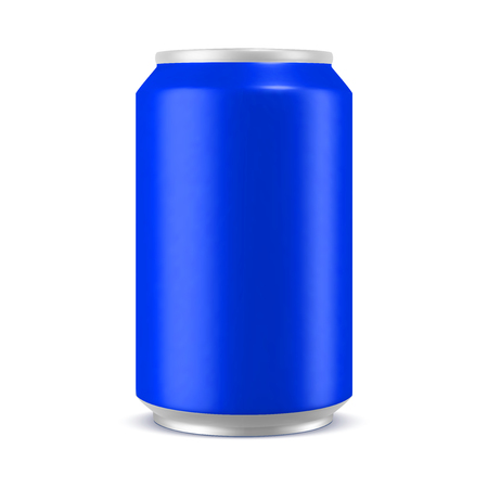 Aluminum can blue color mockup, realistic vector illustration isolated on white background, blank template for designのイラスト素材