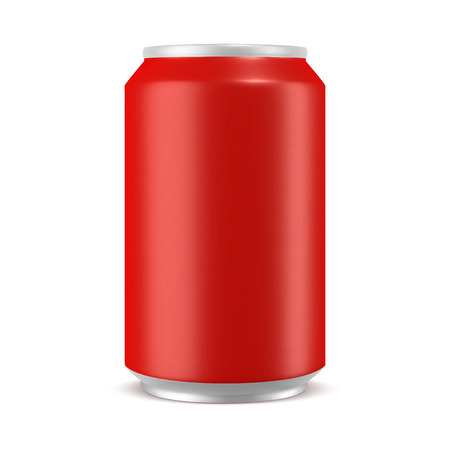 Aluminum can red color mockup, realistic vector illustration isolated on white background, blank template for designのイラスト素材