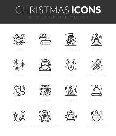 Outline black icons set in thin modern styleのイラスト素材