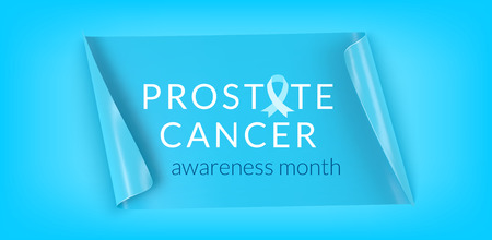 Prostate Cancer awareness month horizontal banner. Blue Ribbon one-color modern design. Vector illustrationのイラスト素材