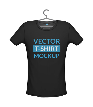 T-shirt black color mockup, vector illustrationのイラスト素材