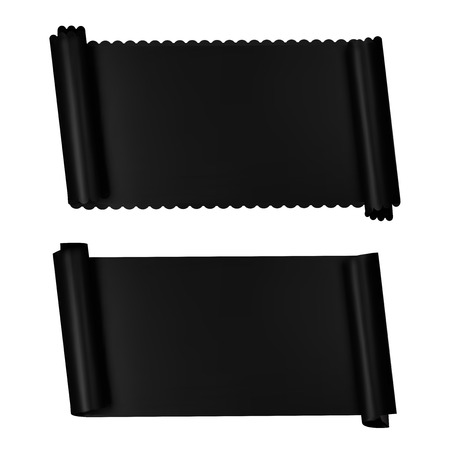 Two elegance horizontal banners, black ribbons. Vector illustrationのイラスト素材