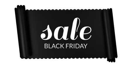 Black Friday sale horizontal banner, black ribbon. Vector illustrationのイラスト素材