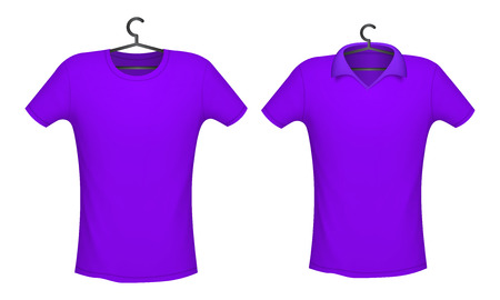 T-shirt and Polo violet color mockup for design print, vector illustrationのイラスト素材