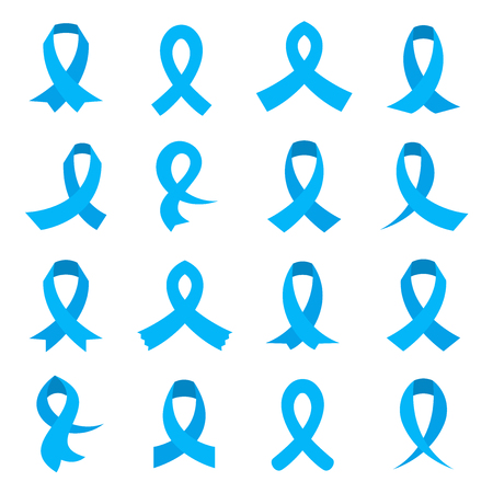 Blue color ribbons set, prostate cancer awareness month, vector illustrationのイラスト素材