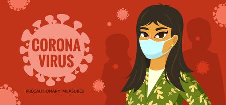 Asian woman wearing surgical maskのイラスト素材