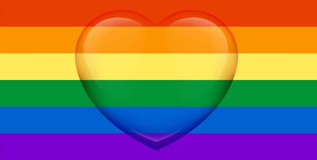 Lgbt rainbow flag background with heart. Vector illustrationのイラスト素材