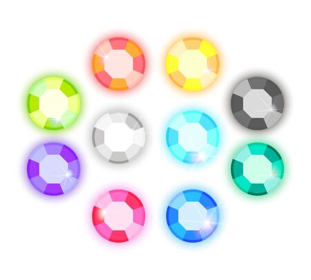 Set of rhinestones different color, vector illustartionのイラスト素材