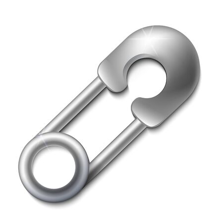Safety metallic pin icon, realistic vector illustartionのイラスト素材