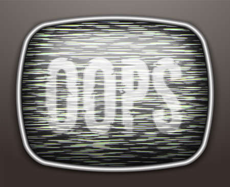 Ooops error page. Old retro TV noise screen with no signal. Vector illustrationのイラスト素材
