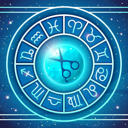 Zodiac wheel with zodiac signs setのイラスト素材